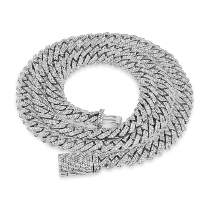 925 SS 9.7CT Natural Diamond Snake Cuban Link 8MM Chain Men Women 22" Necklace — view 1
