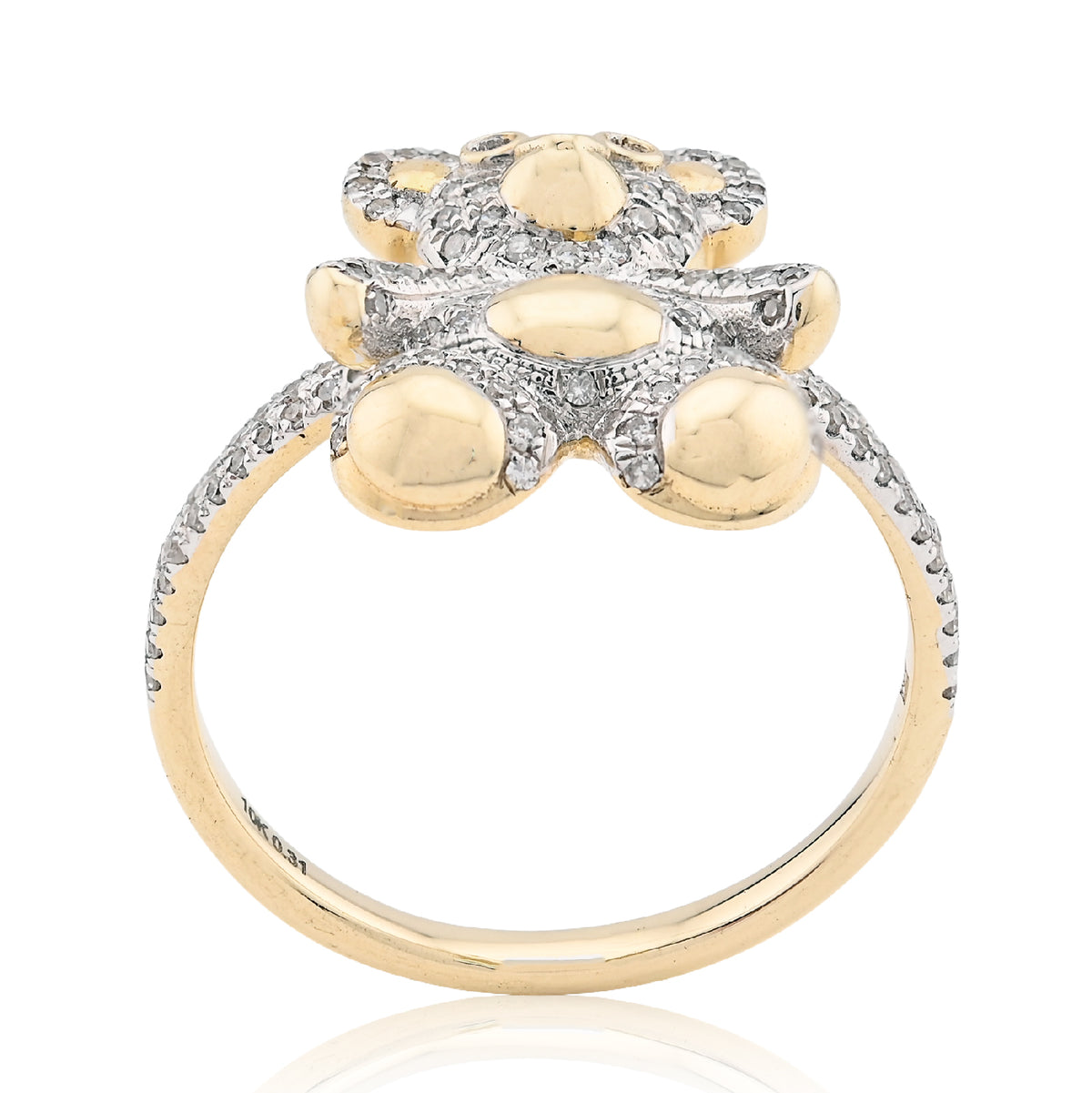 10K 0.31CT Natural Diamond Teddy Bear Women Ring  — view 4