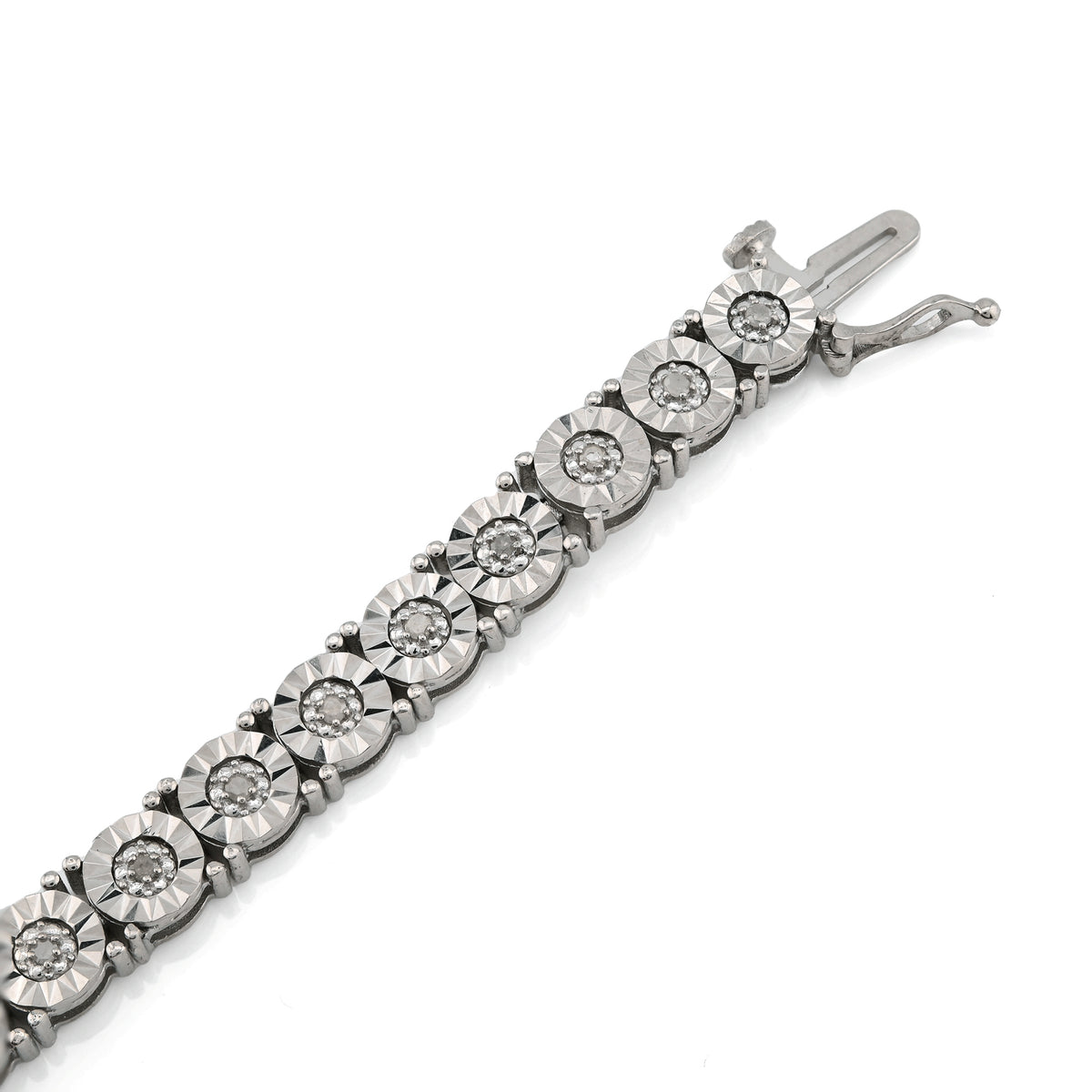 925 Silver 0.8CTW Natural Diamond Tennis Bracelet 5MM 8" Men — view 2