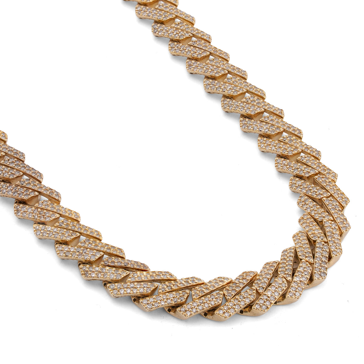 14K Yellow Gold 8.5CT Natural Diamond 10MM Men Box Cuban link Chain 24" Necklace — view 8