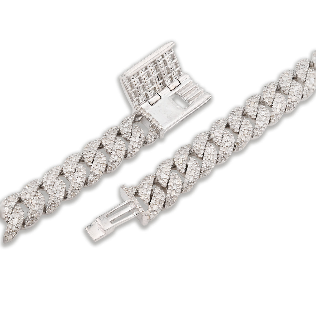 925 Sterling Silver 11.67 CT Natural Diamond 8 MM Cuban Link Necklace 22" Men Chain 72.6 g — view 3