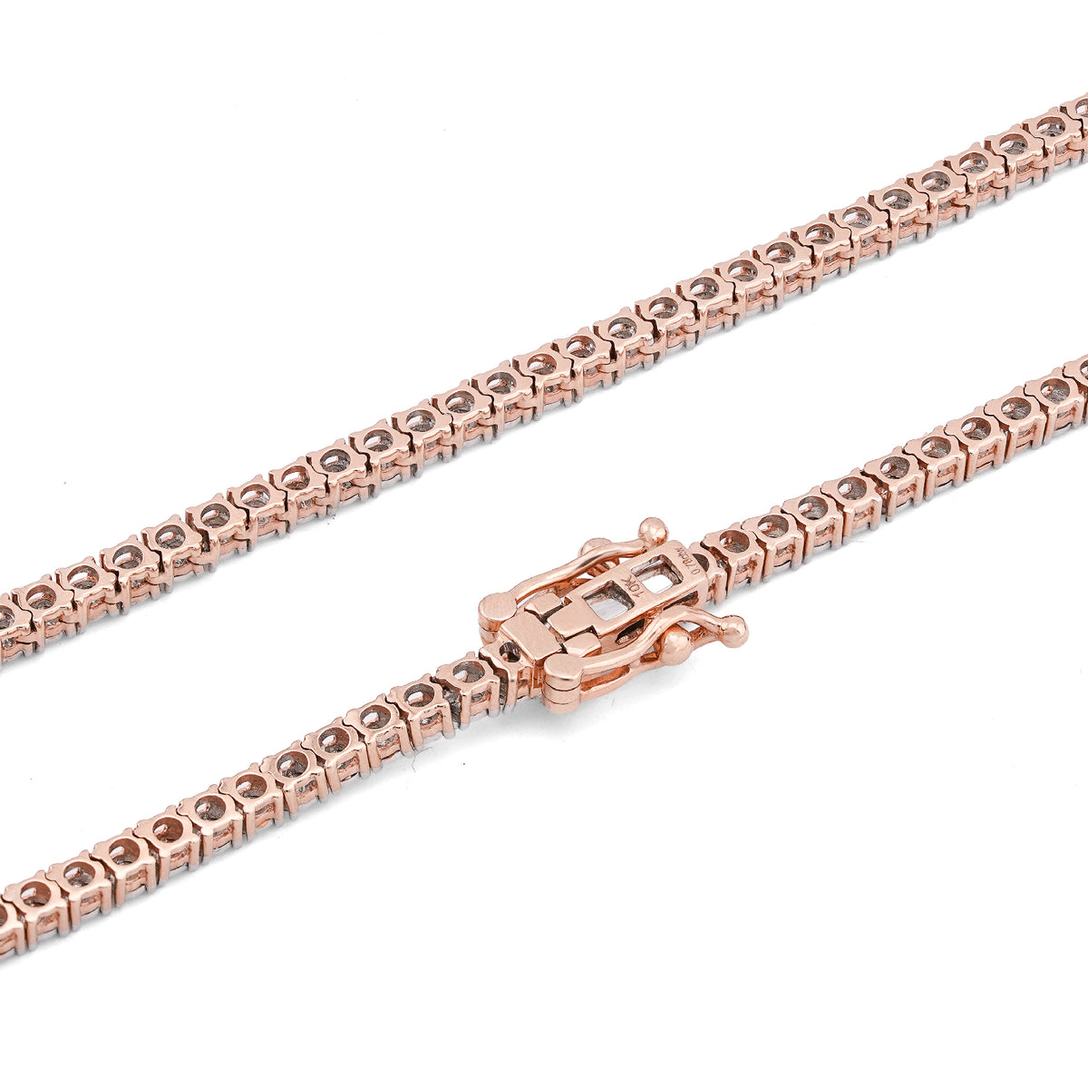 10K Rose Gold 0.78CT Natural Diamond 2.5MM Illusion Tennis Chain 18" Men Women Necklace — view 5