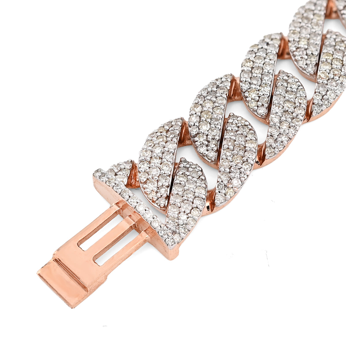 10K Rose Gold 10mm Natural Diamond 5.6CT Cuban link Bracelet 7.5" Men 23.2g — view 3