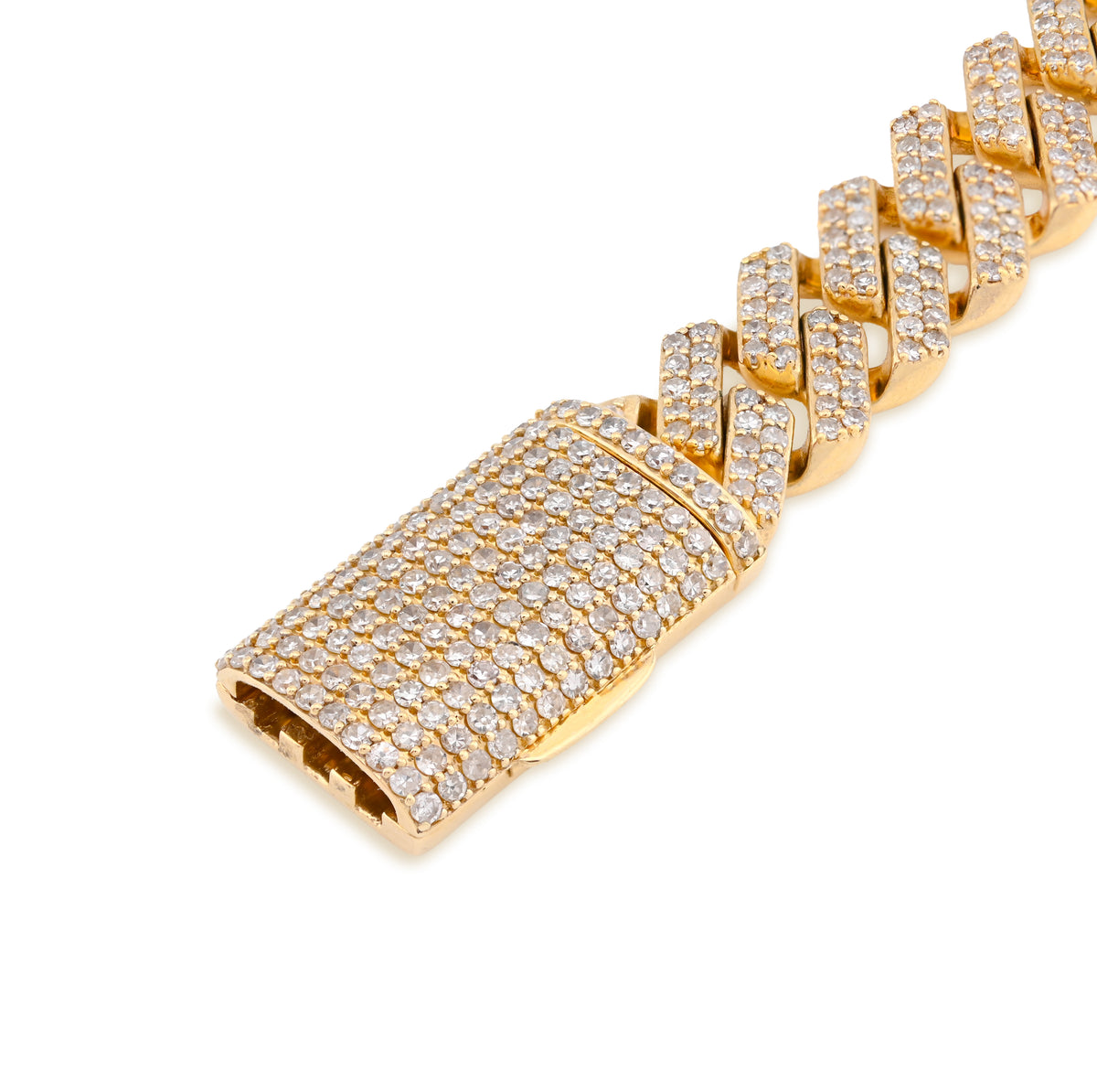 10K Yellow Gold 6.18CT Natural Diamond Cuban Link 8" Bracelet 10MM 33.1g — view 2