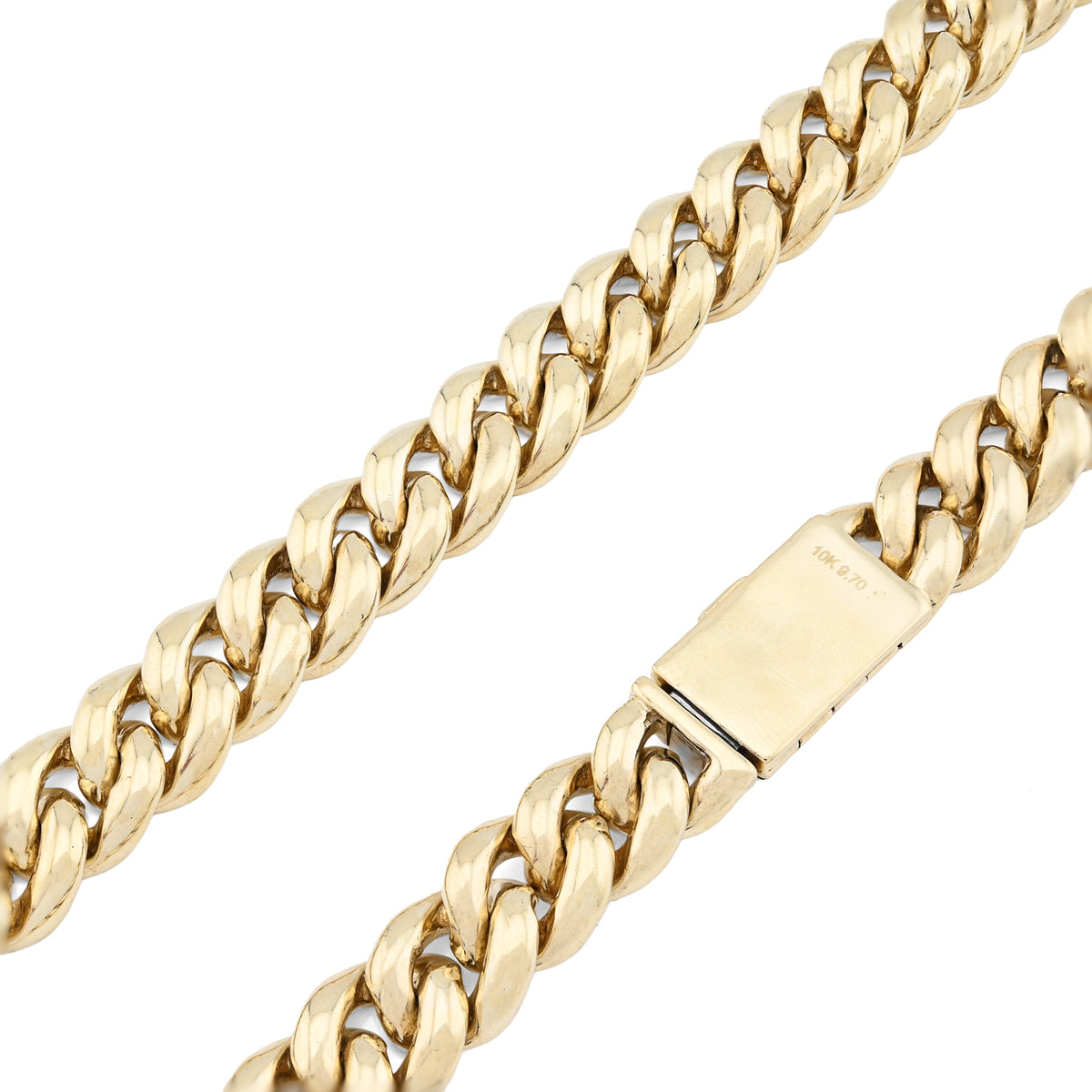10K Yellow gold 9.7 CT Natural Diamond Cuban Link Chain 11.5 MM 22" Men Necklace 128.6 g — view 4