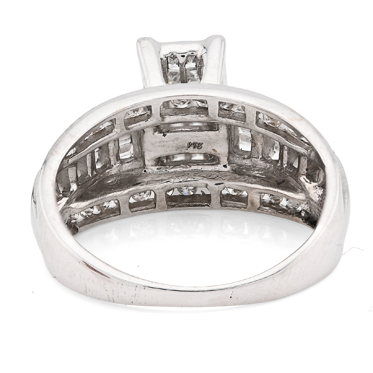 10K White Gold 1.0CT Natural Diamond Princess/Round/Baguette Rectangular Women Ring — view 3