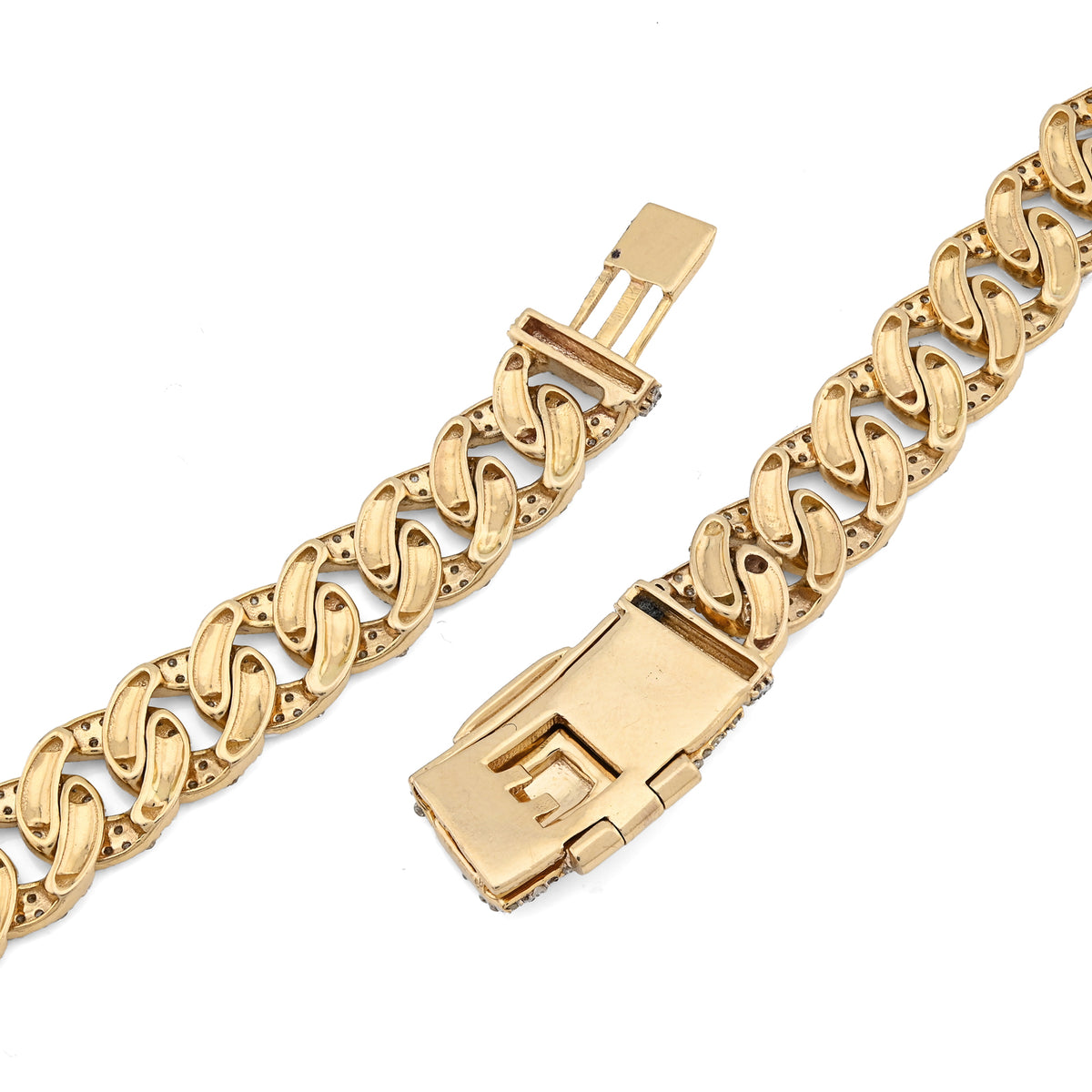 10K Yellow Gold 9 CT Natural Diamond Cuban Link Chain 8 MM Men 20" Necklace — view 6