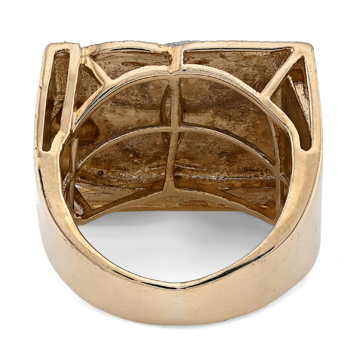 10K Yellow Gold 1.38CT Dream Chasers Initial Natural Diamond Money Bag Men Pinky Ring — view 7