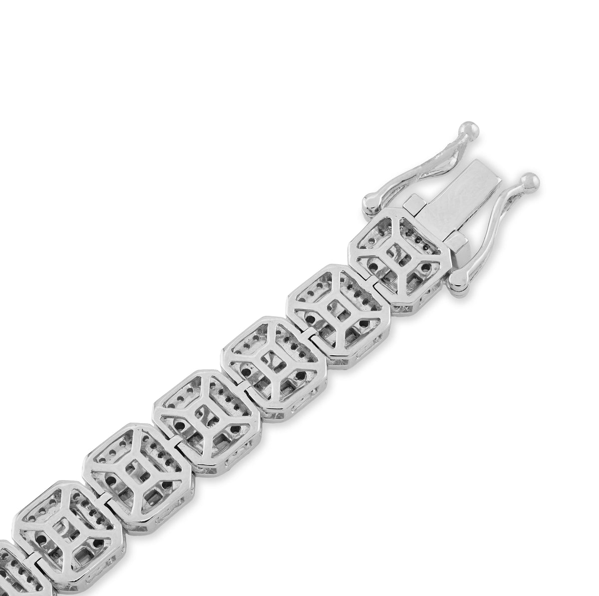 10K White Gold 5.60CT natural Diamond Round/Baguette Tennis Bracelet 8" Men 8MM Women  — view 6