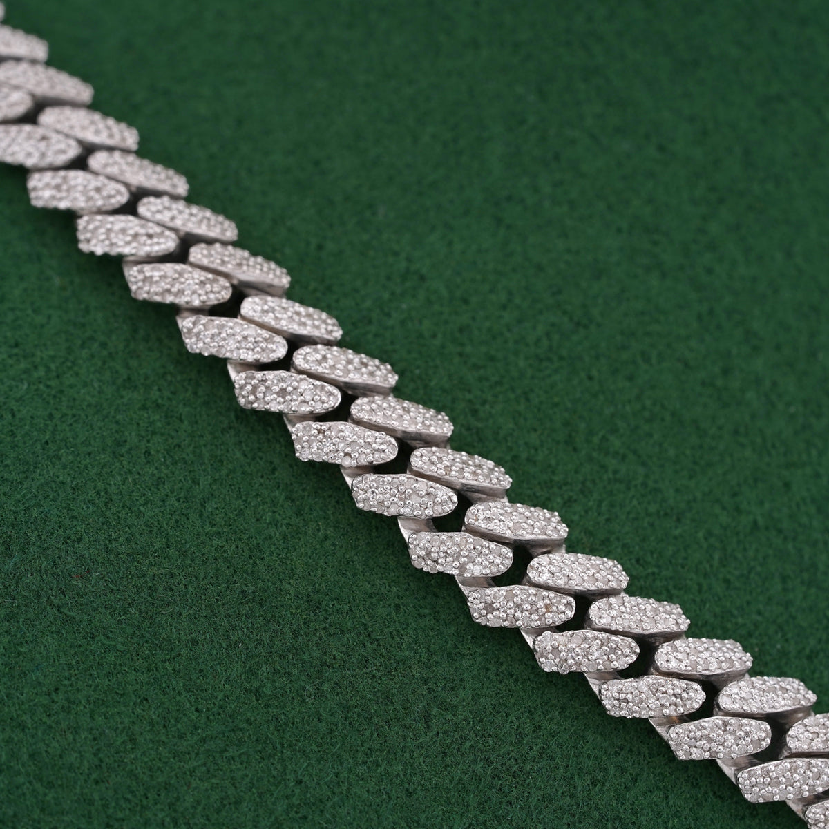 925 SS 8MM Cuban Link 8.125CT Natural Diamond 22" Chain Men Women Necklace — view 10
