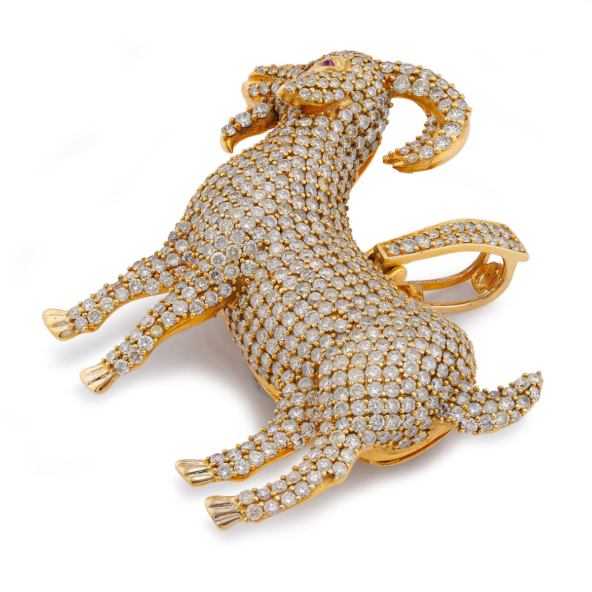 10K Yellow Gold GOAT 5.85CT Natural Diamond Charm 5.85CT Pendant — view 8