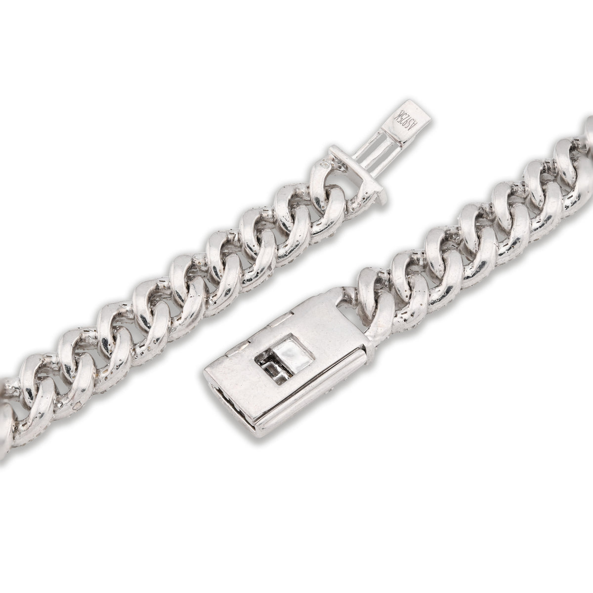 925 Sterling Silver 11.67 CT Natural Diamond 8 MM Cuban Link Necklace 22" Men Chain 72.6 g — view 4