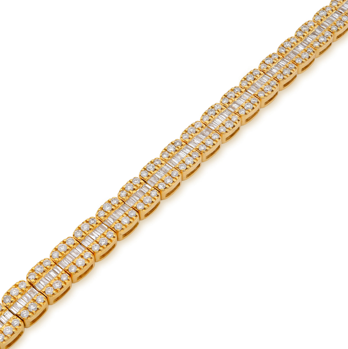 10K Yellow Gold 3.71CT natural Diamond Round/Baguette 5MM Tennis Bracelet 8" Men Women Bracelet — view 1