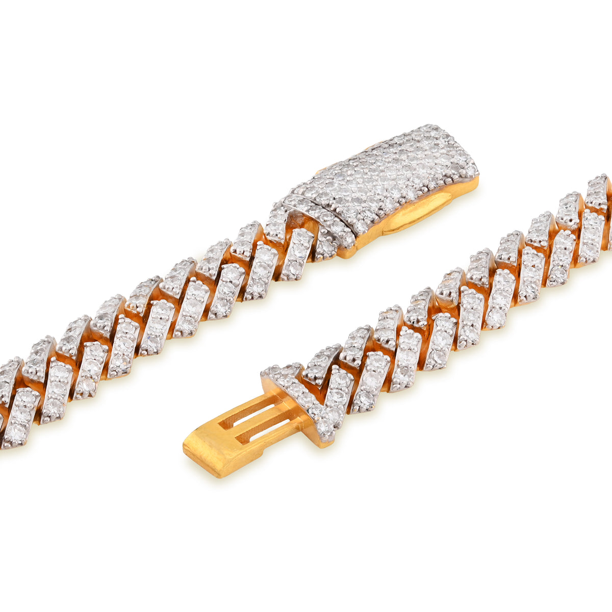 925 Yellow Silver 12.87CT 8MM Lab Diamond Snake Cuban Link Chain 21" Necklace — view 7