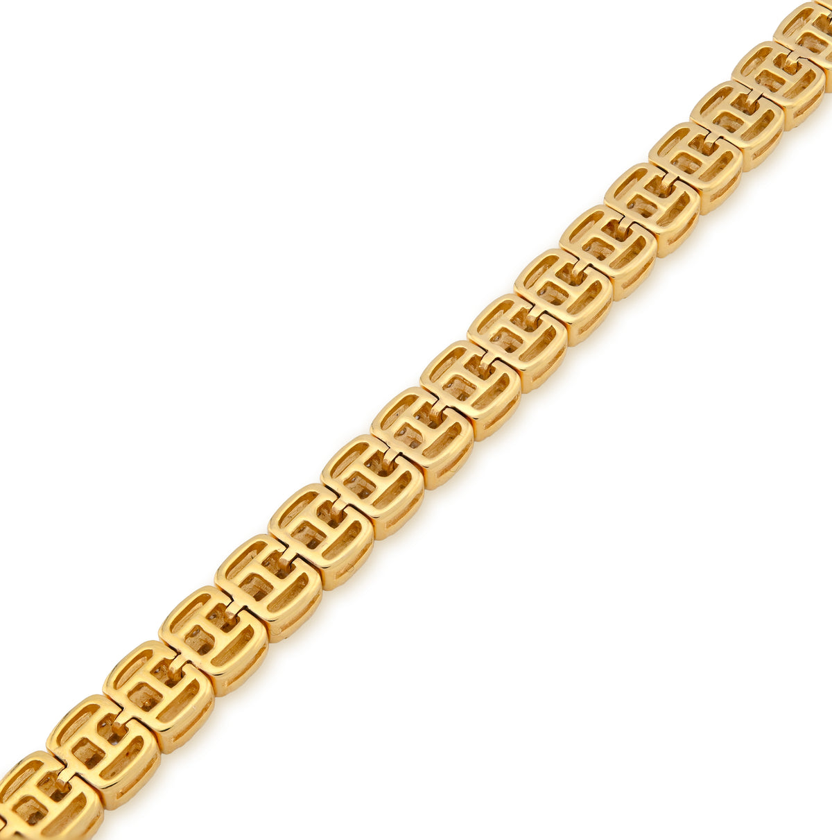 10K Yellow Gold 3.71CT natural Diamond Round/Baguette 5MM Tennis Bracelet 8" Men Women Bracelet — view 2