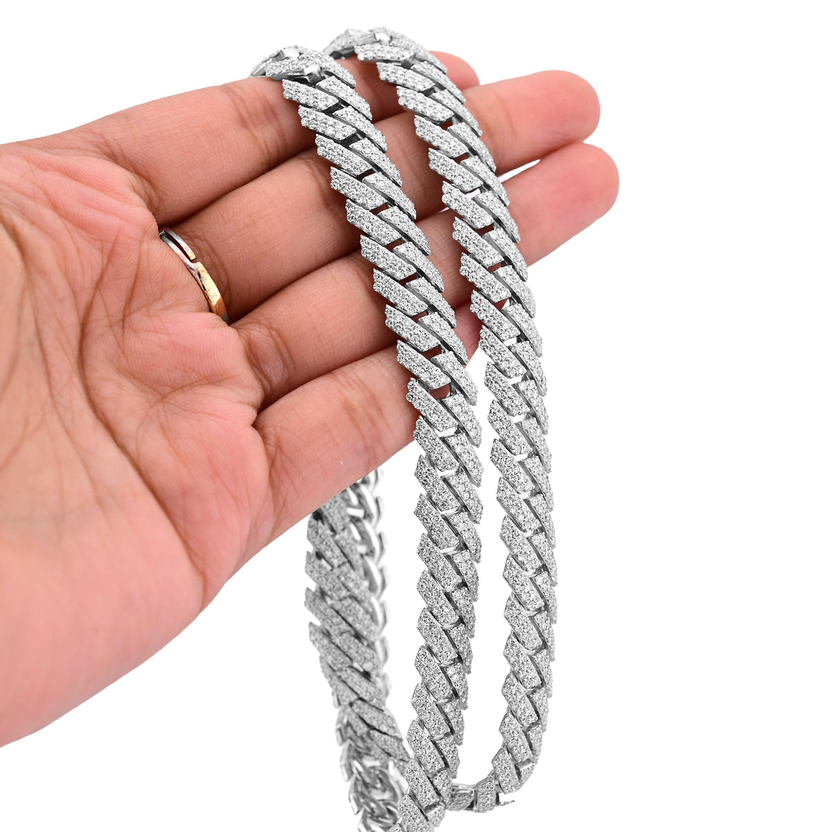 925 27.66CT Lab Diamond 11MM Snake Cuban Chain 21" Men Necklace — view 3