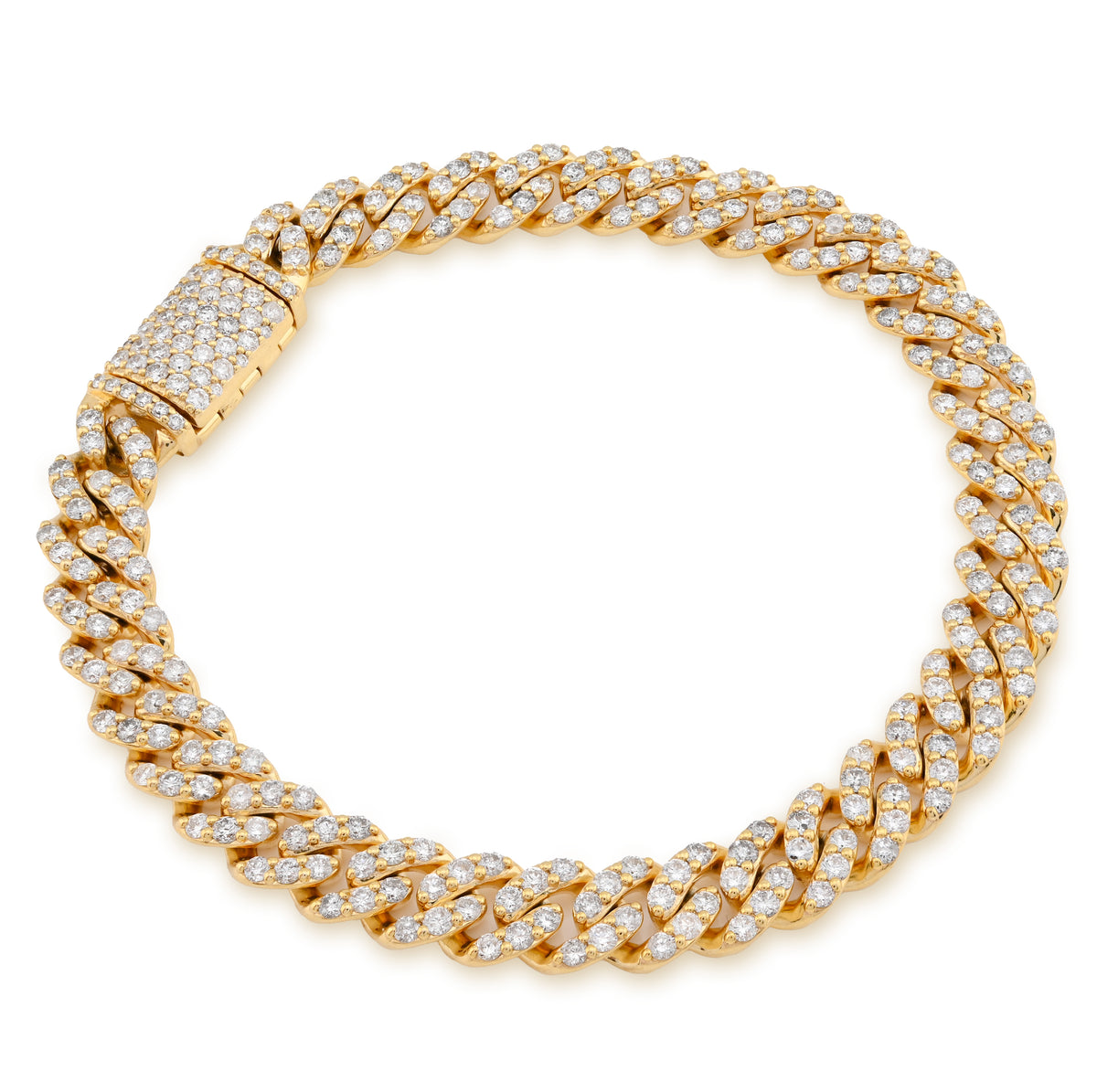 10K yellow Gold 6.87CT natural Diamond Round Cuban Link Bracelet 8MM Men Bracelet 8" — view 8
