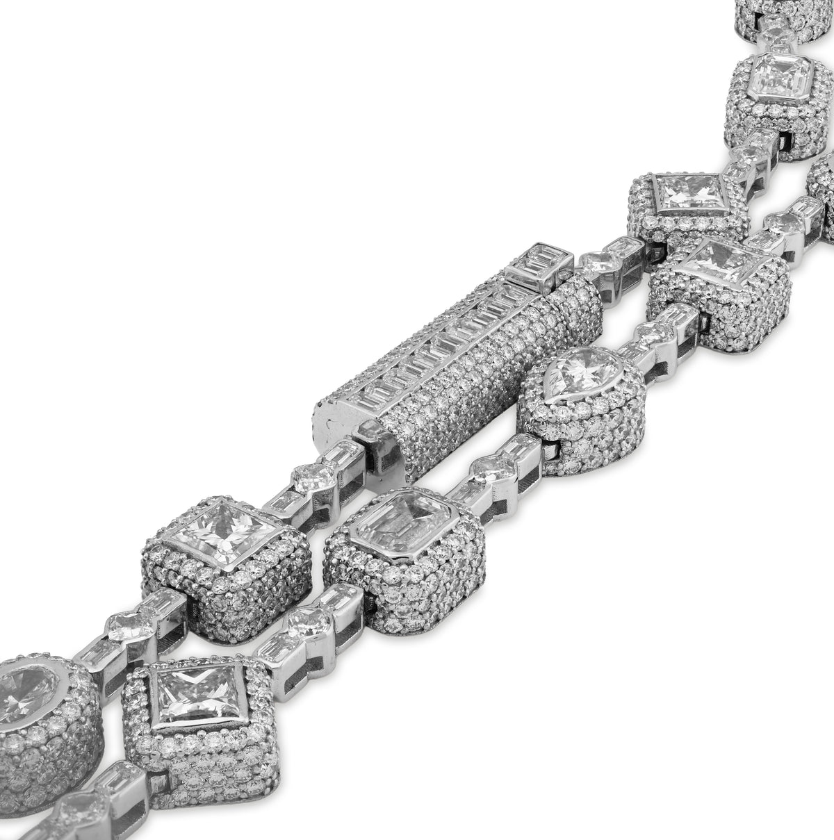 10K White Gold 58.02CT Lab Solitaire Diamond Chain Men Women — view 5