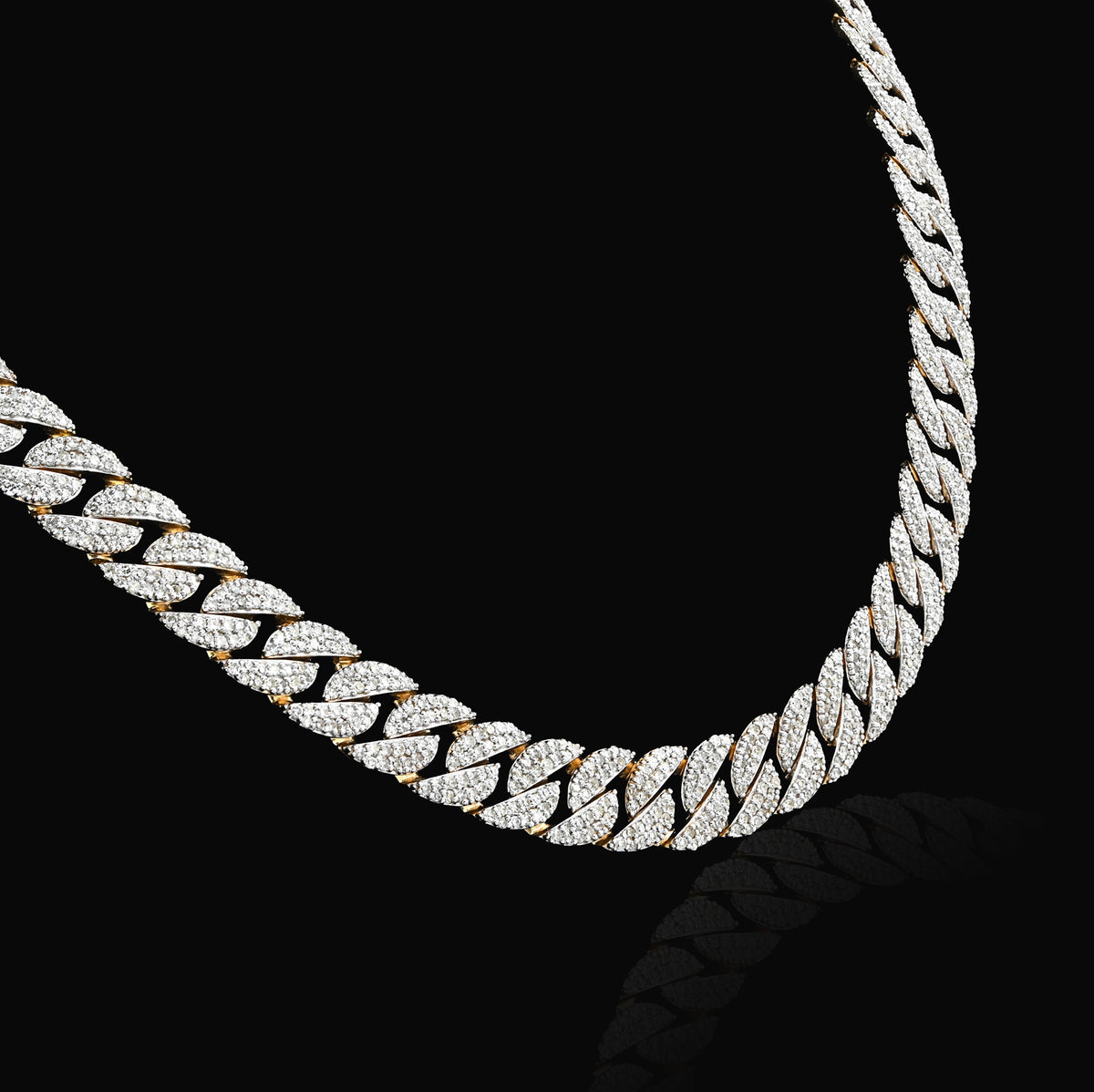 10K Yellow Gold 9 CT Natural Diamond Cuban Link Chain 8 MM Men 20" Necklace — view 2