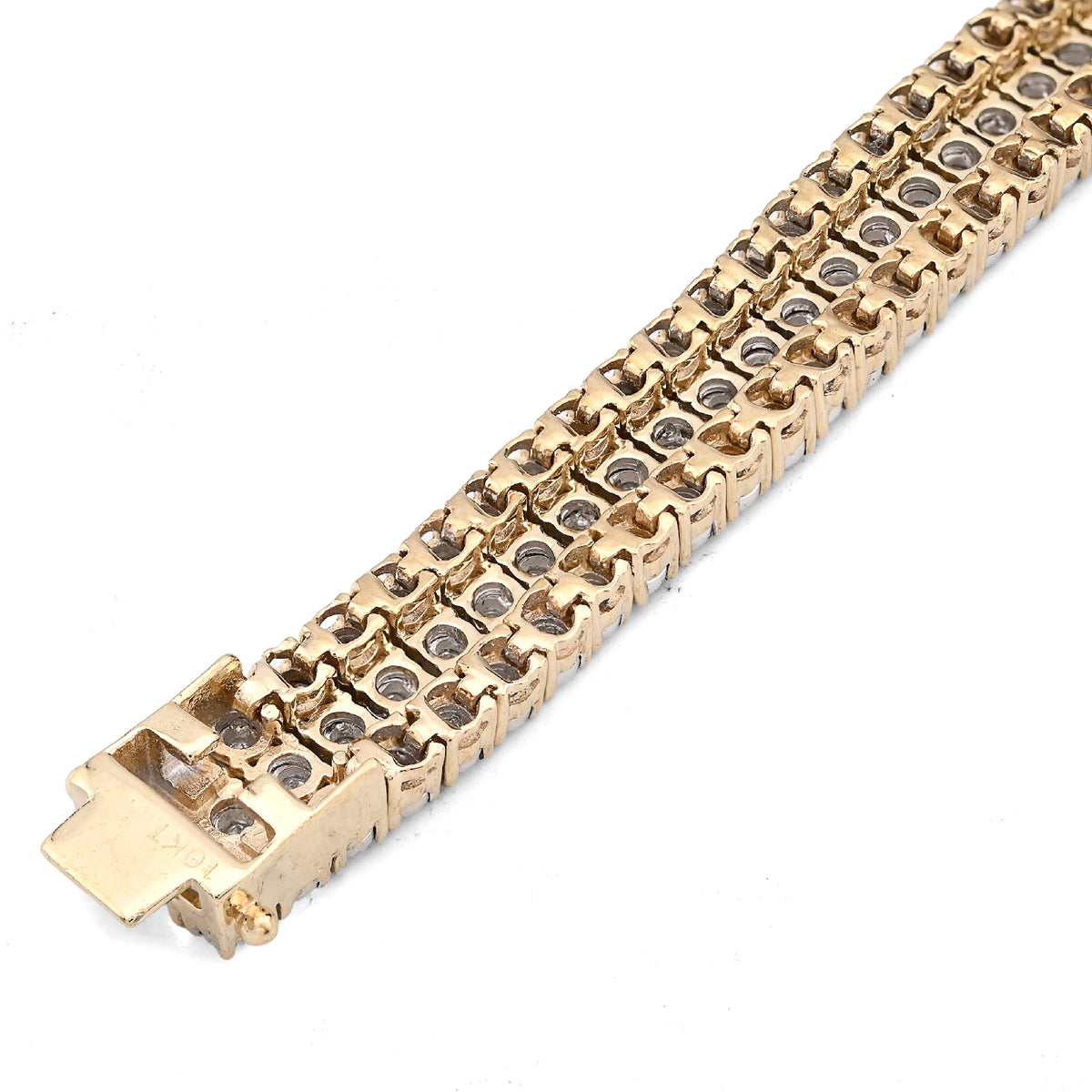 10K Yellow Gold 3 Row 4CT Natural Diamond 9" Men Women 8.5MM Tennis Bracelet — view 8