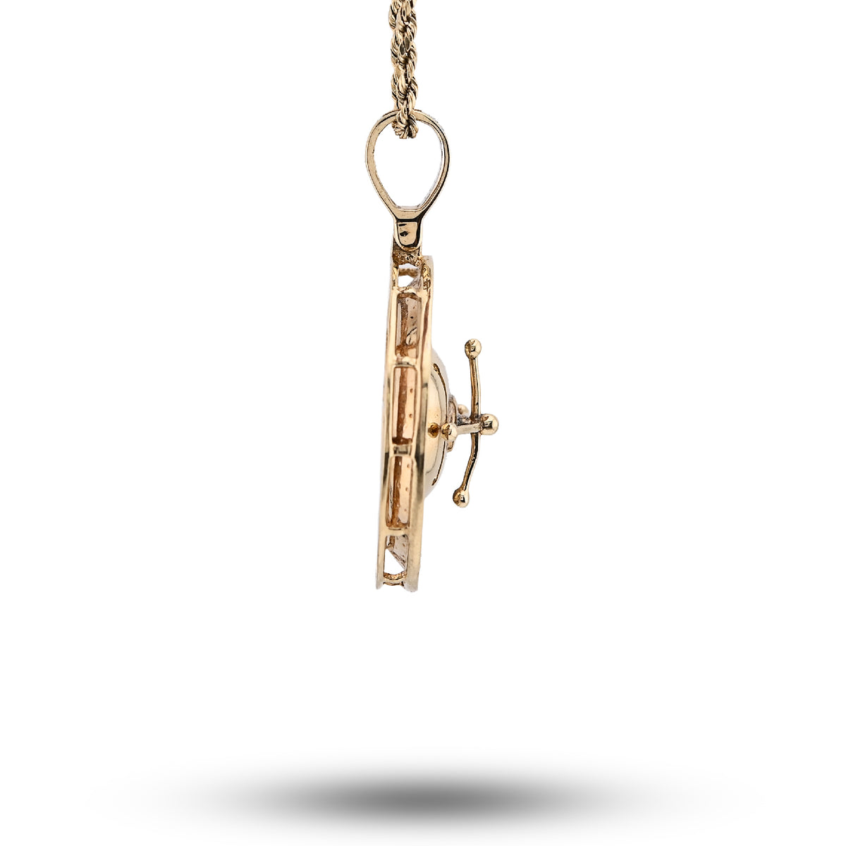 10K Yellow Gold Roulette Casino 0.55Ct Natural Diamond Pendant Men Custom Charm — view 6