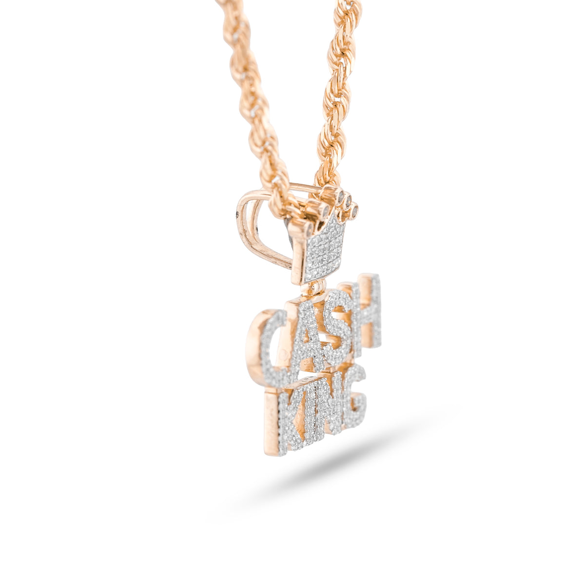 CASH KING Charm w/ Crown Bail 1.06ct Natural Diamond 10K Gold Men Pendant