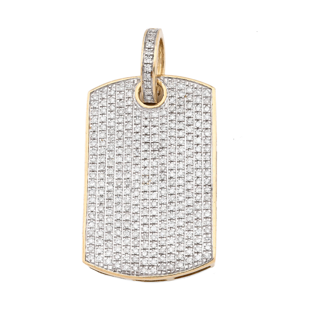 10K Yellow Gold Rectangular 0.65 CT Natural Diamond Charm Men 32.5 MM — view 11