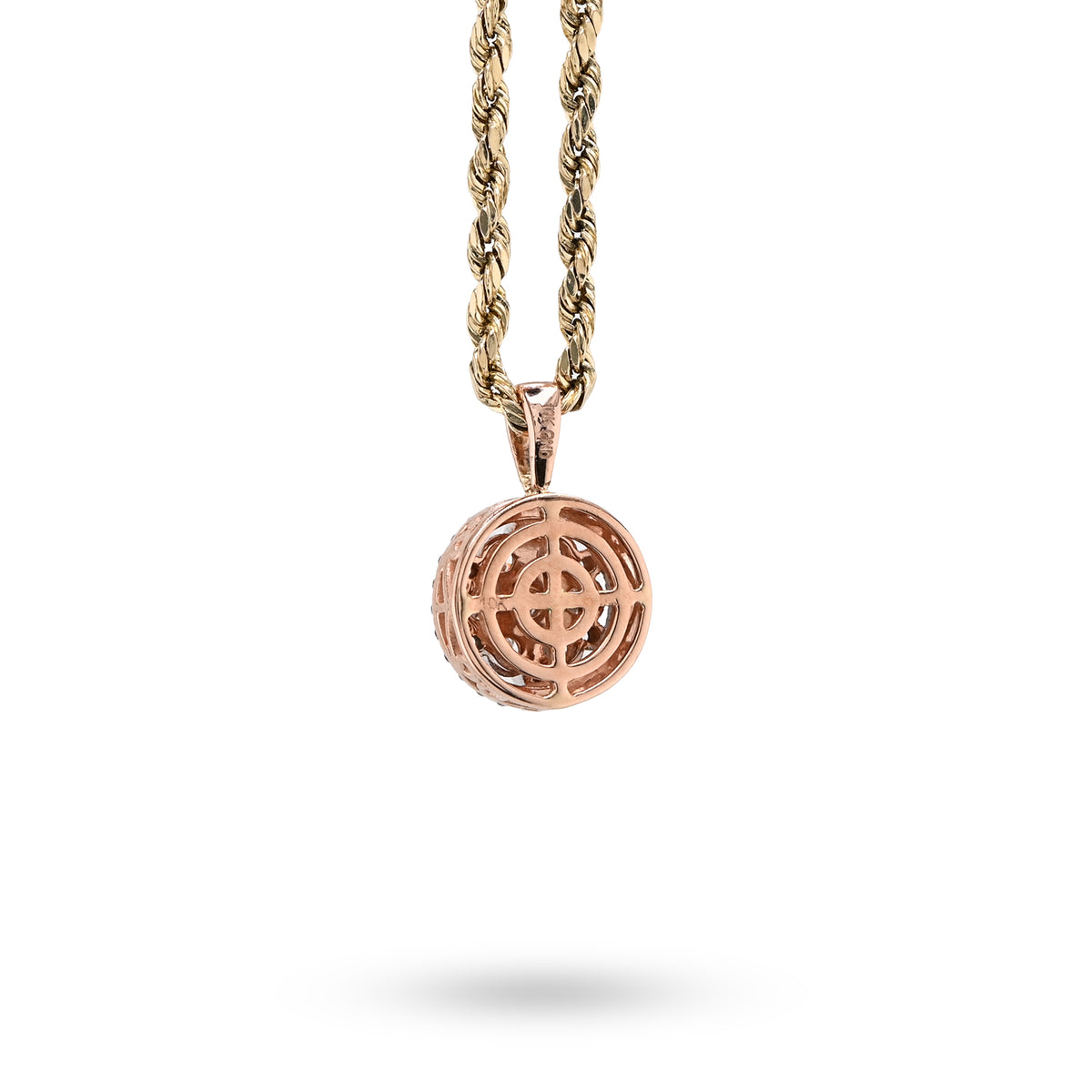10K Rose Gold 1 CT Natural Diamond Flower Cluster Pendant Women small Charm — view 4