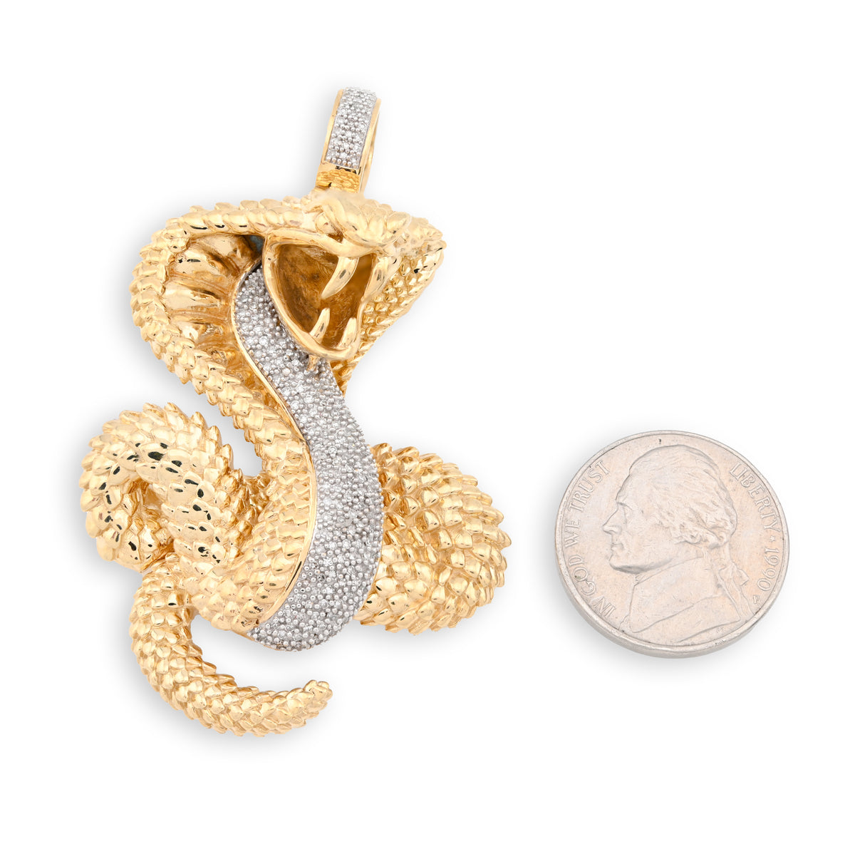 10K Yellow Gold Snake Pendant 0.50CT Natural Diamond 62.5MM 33g Men Charm — view 7