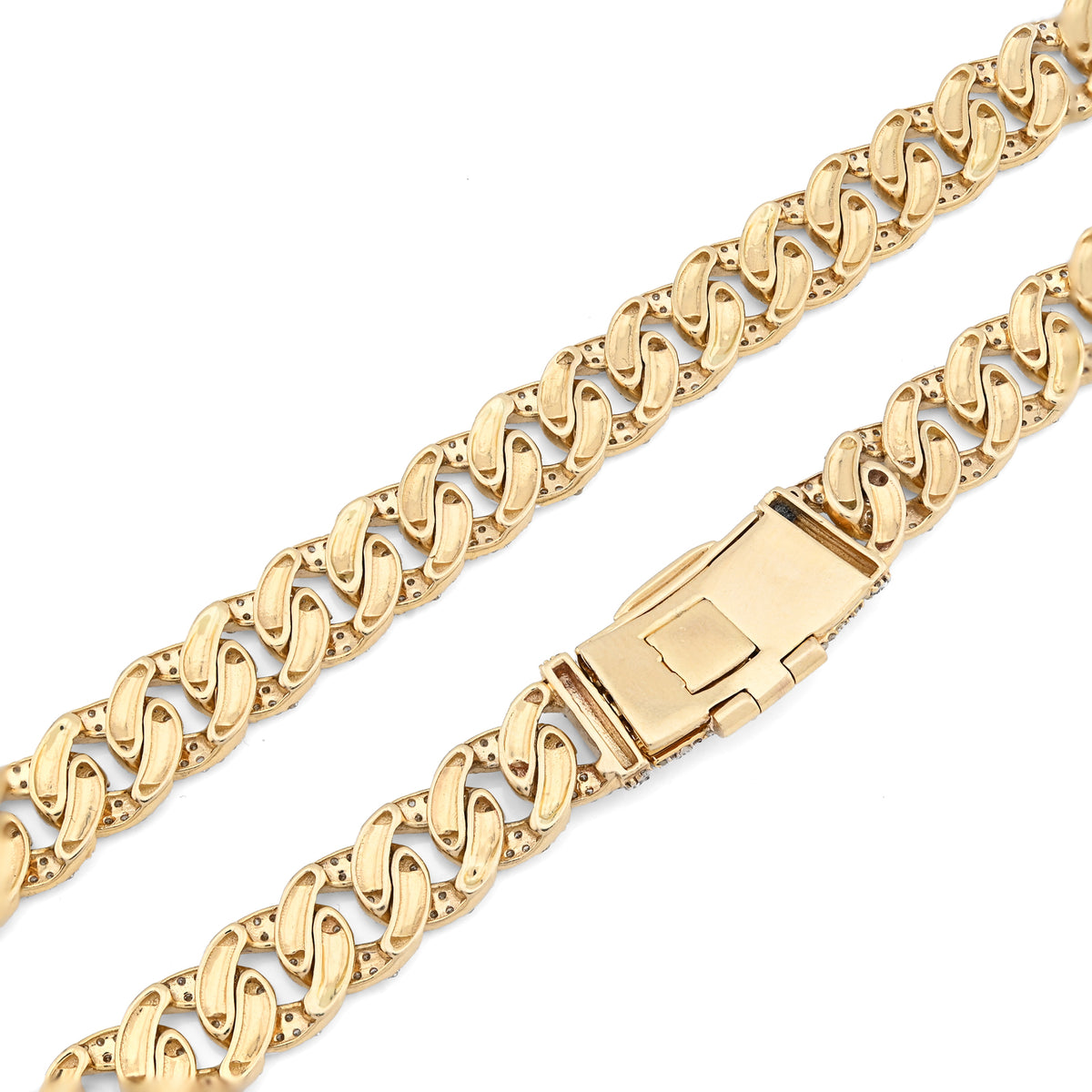 10K Yellow Gold 9 CT Natural Diamond Cuban Link Chain 8 MM Men 20" Necklace — view 4