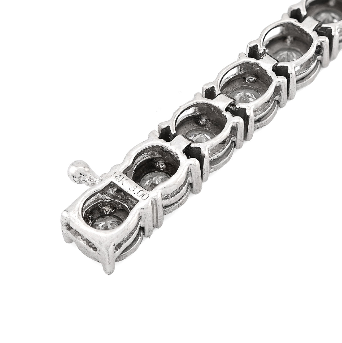 14K White Gold 3 CT Natural Diamond Tennis 7" 4.5MM Bracelet — view 4