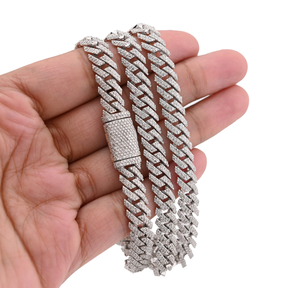 925 SS 9.7CT Natural Diamond Snake Cuban Link 8MM Chain Men Women 22" Necklace — view 5