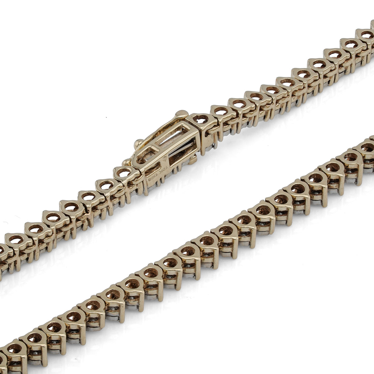10K Yellow Gold 2CT Natural Diamond Illusion Set Tennis Chain 20" Men Women Necklace — view 5