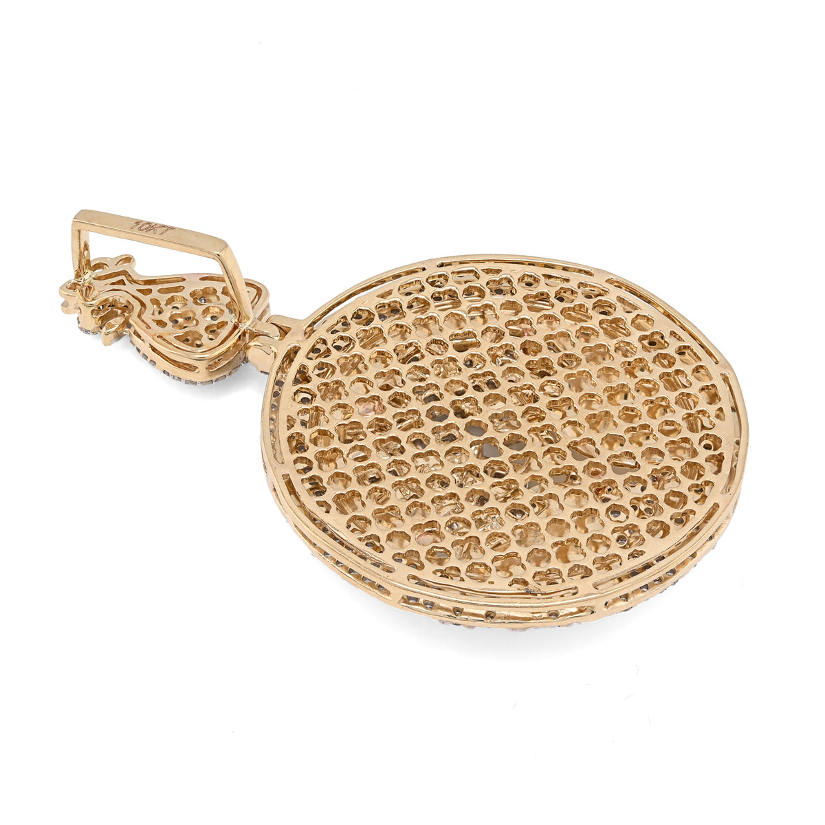 10K yellow Gold 3.50 CT Natural Diamond Round/Baguette "Forever Rich" $ Tree Pendant 15.4 g Charm — view 5