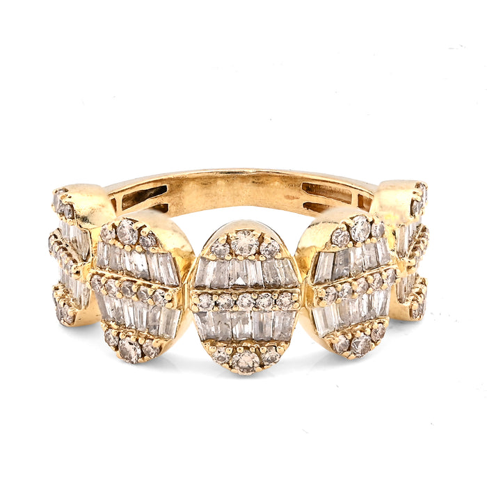 10K Yellow Gold Round/Baguette 2.50CT Oval Link Natural Diamond Men Pinky Ring — view 1