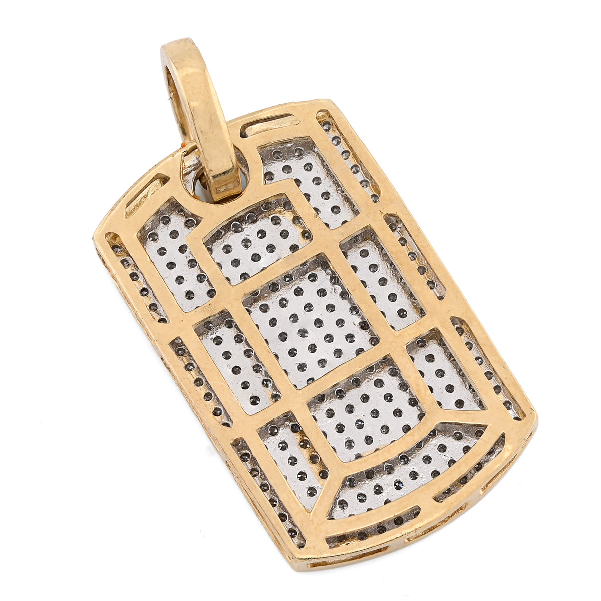 10K Yellow Gold Rectangular 0.65 CT Natural Diamond Charm Men 32.5 MM — view 9