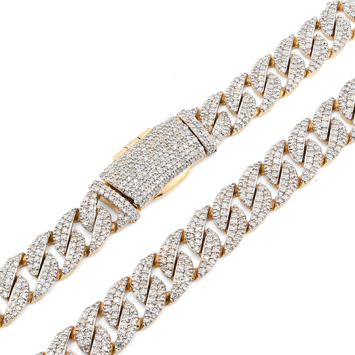 10K Yellow Gold 9 CT Natural Diamond Cuban Link Chain 8 MM Men 20" Necklace — view 3