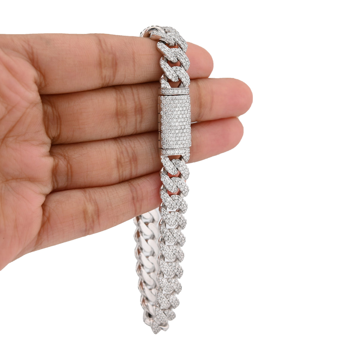 925 SS 9.50 CT Lab Diamond Cuban Link 10mM Chain 42.8g 8" Men Women Bracelet — view 9