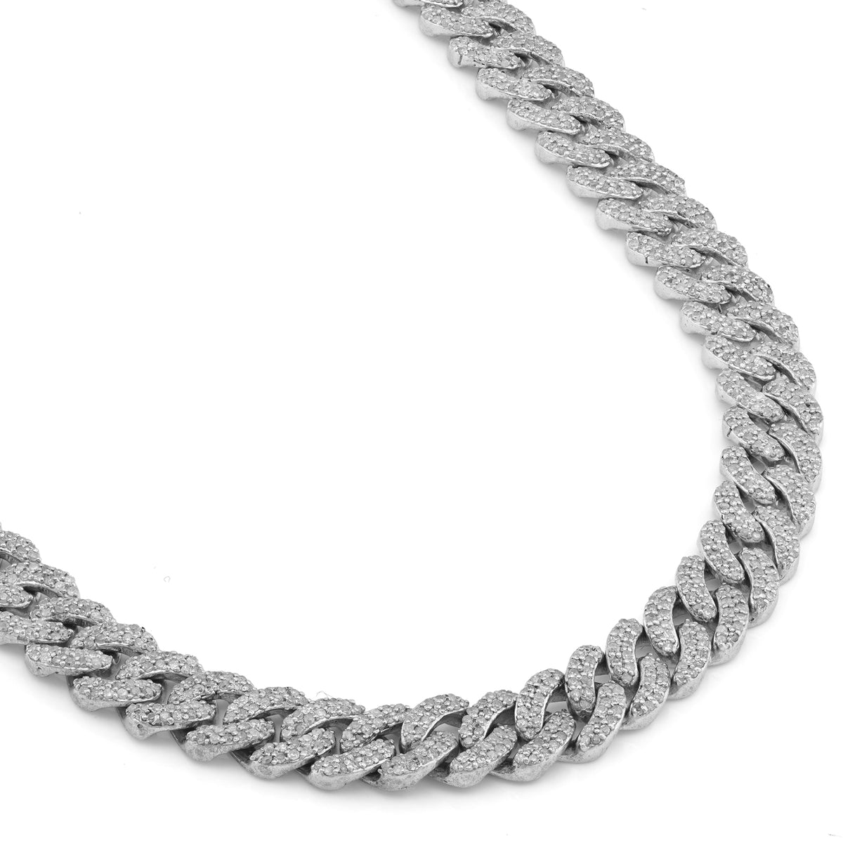 925 SS 8.10CT Natural Diamond 7MM Round Cuban Chain 22" Men Women Necklace — view 6