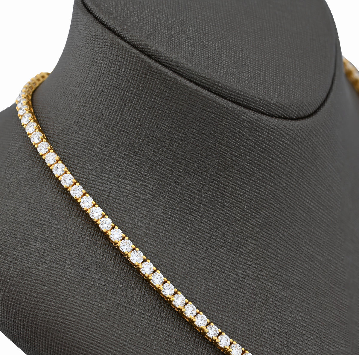 10K Yellow Gold 25.8CT Lab Diamond 25 pointer 22" Tennis Chain 3.5MM Men Women Necklace — view 1