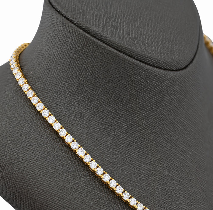10K Yellow Gold 25.8CT Lab Diamond 25 pointer 22" Tennis Chain 3.5MM Men Women Necklace — view 1