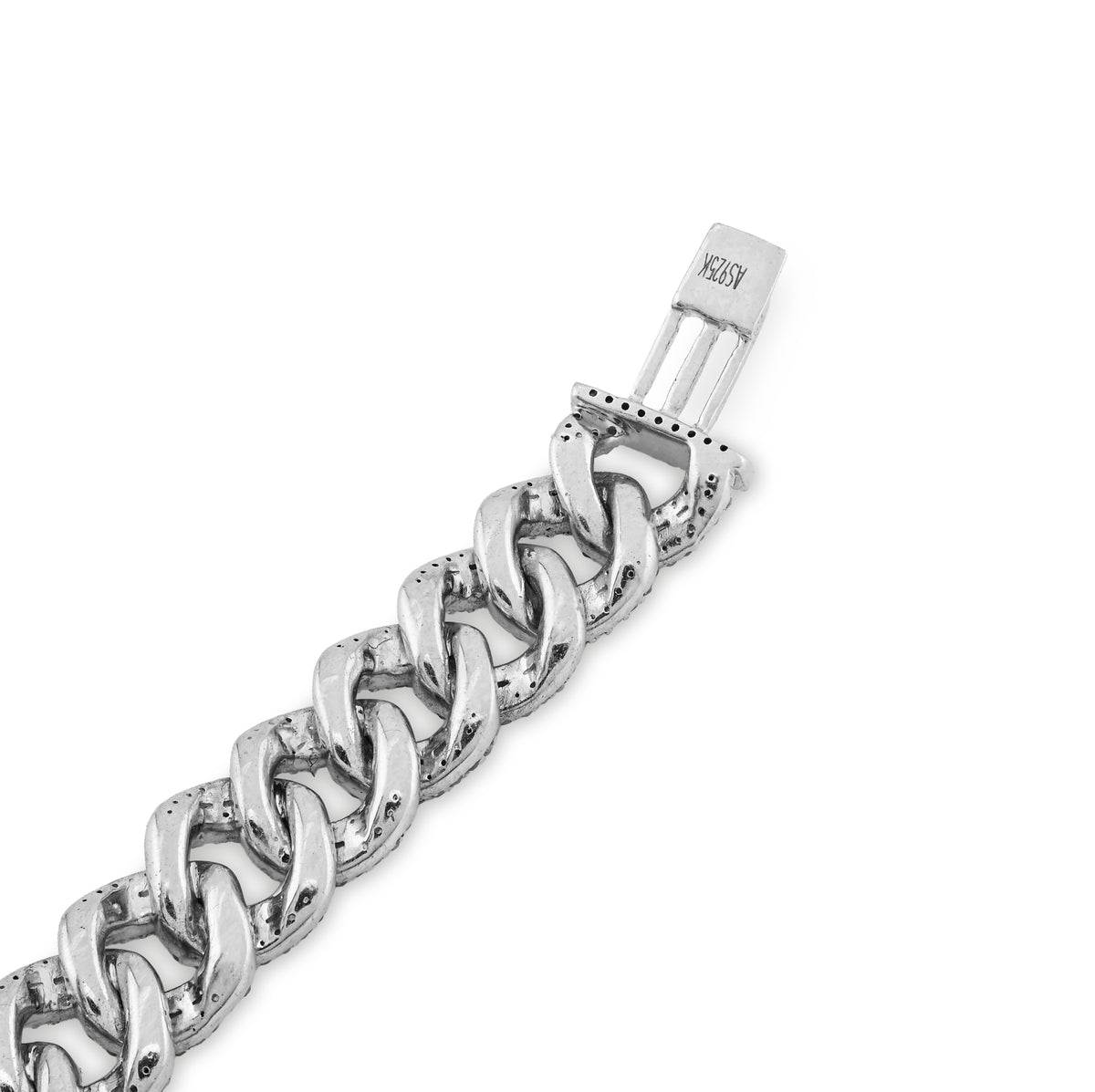 925 SS 4.6CT Natural Diamond Round/Baguette Round Cuban Link 8MM 8" Men Bracelet 26.1g — view 7