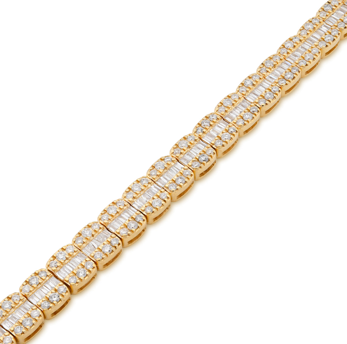 10K Yellow Gold 2.97CT Natural Diamond Round/Baguette 5MM Tennis Bracelet 7" — view 1