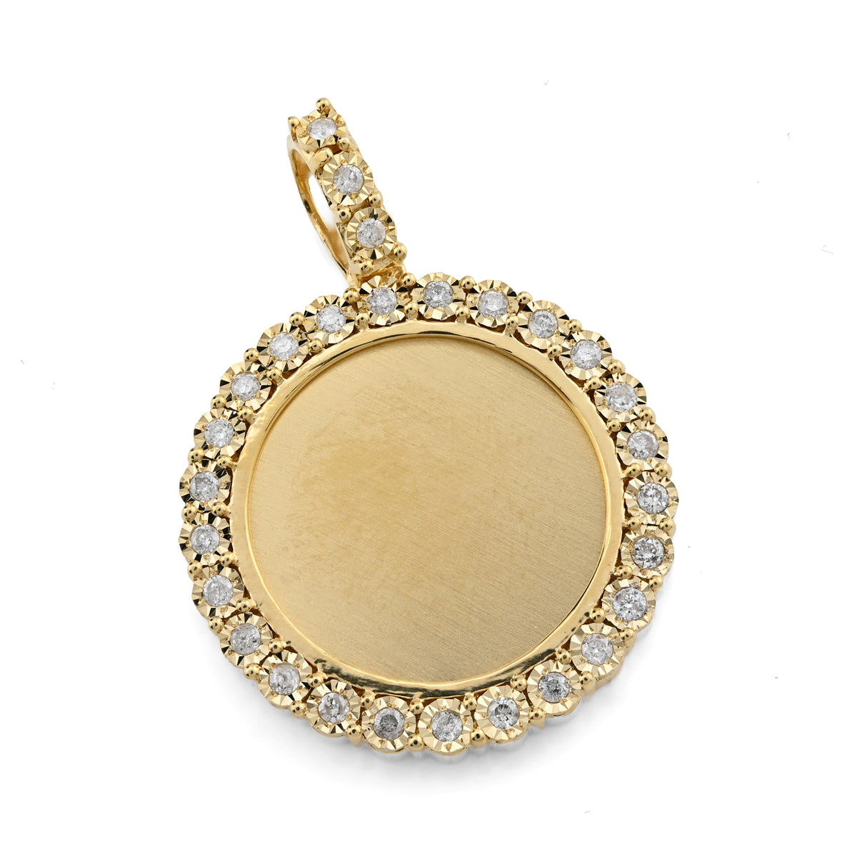 10K Yellow Gold 0.24 CT Natural Diamond Small Memory Picture Pendant Men Women Charm — view 3