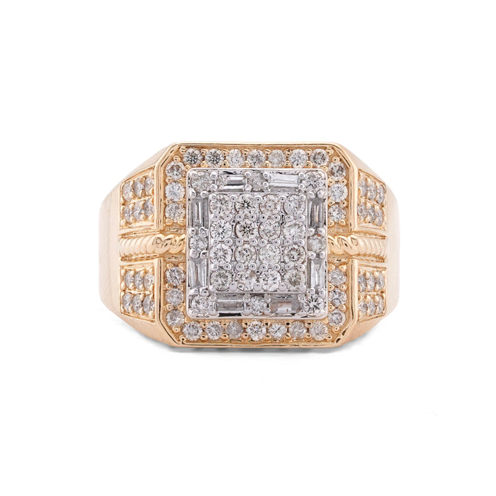 Square Shape Yellow Baguette Ring 1.25CT Natural Diamond 10K Yellow Gold Ring