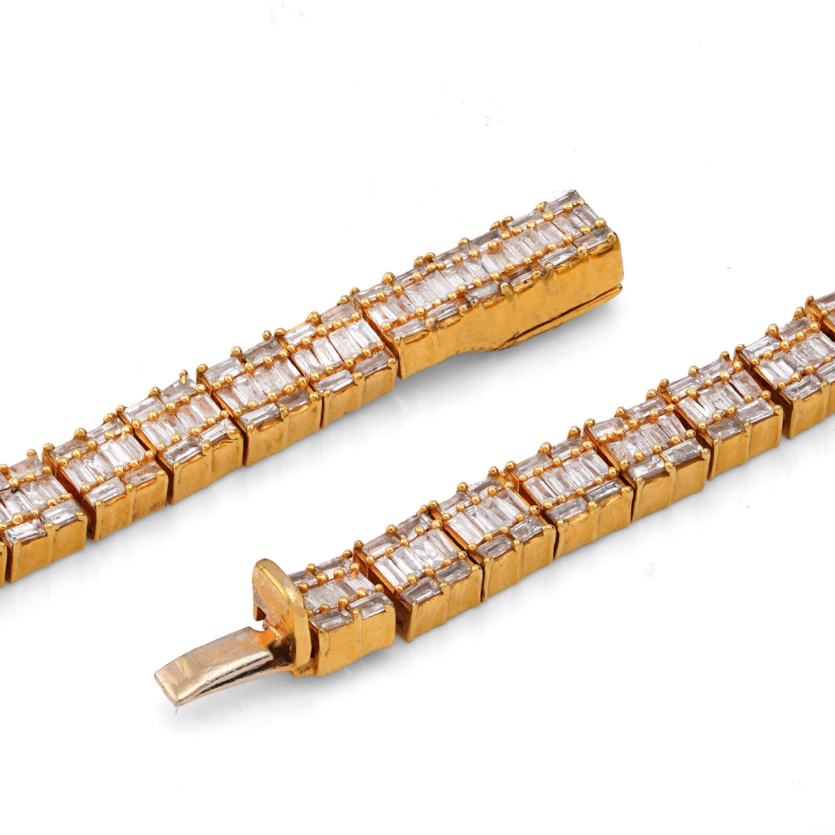 10K Yellow Gold All Baguette Natural Diamond 8CT Tennis Chain 21" Men Necklace — view 5