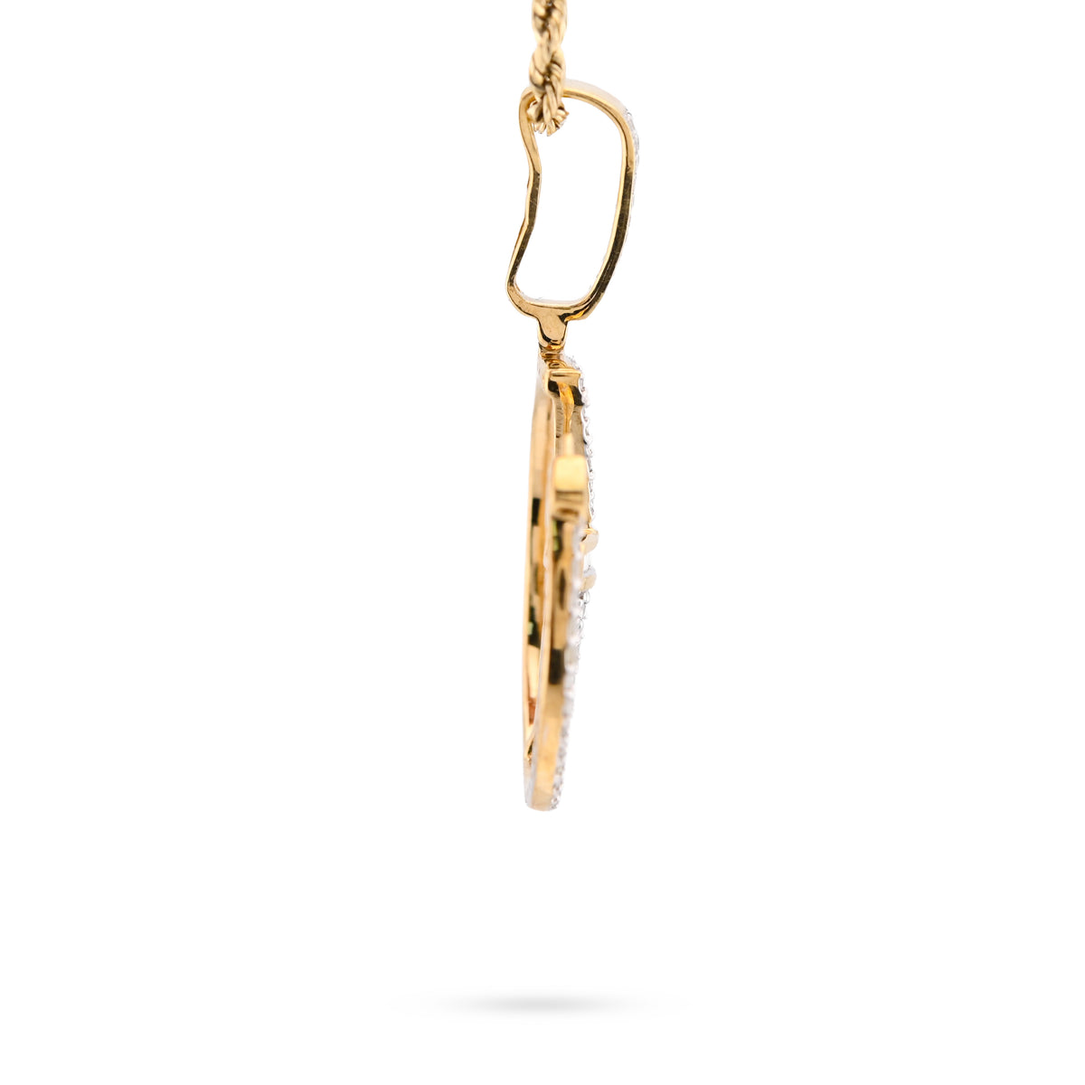 10K Yellow Gold 0.75CT Natural Diamond "Electric Plug" Shock sign Men Women 1.58" Pendant — view 6