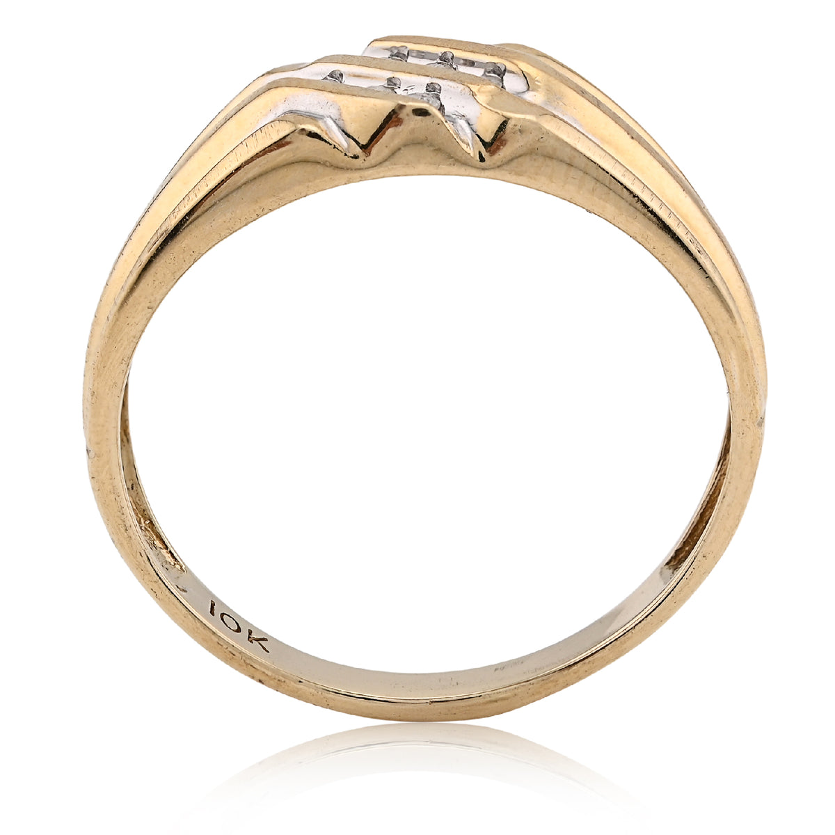 10K Yellow Gold 0.25CT Three Natural Diamond Diagonal Row Men Ring — view 4