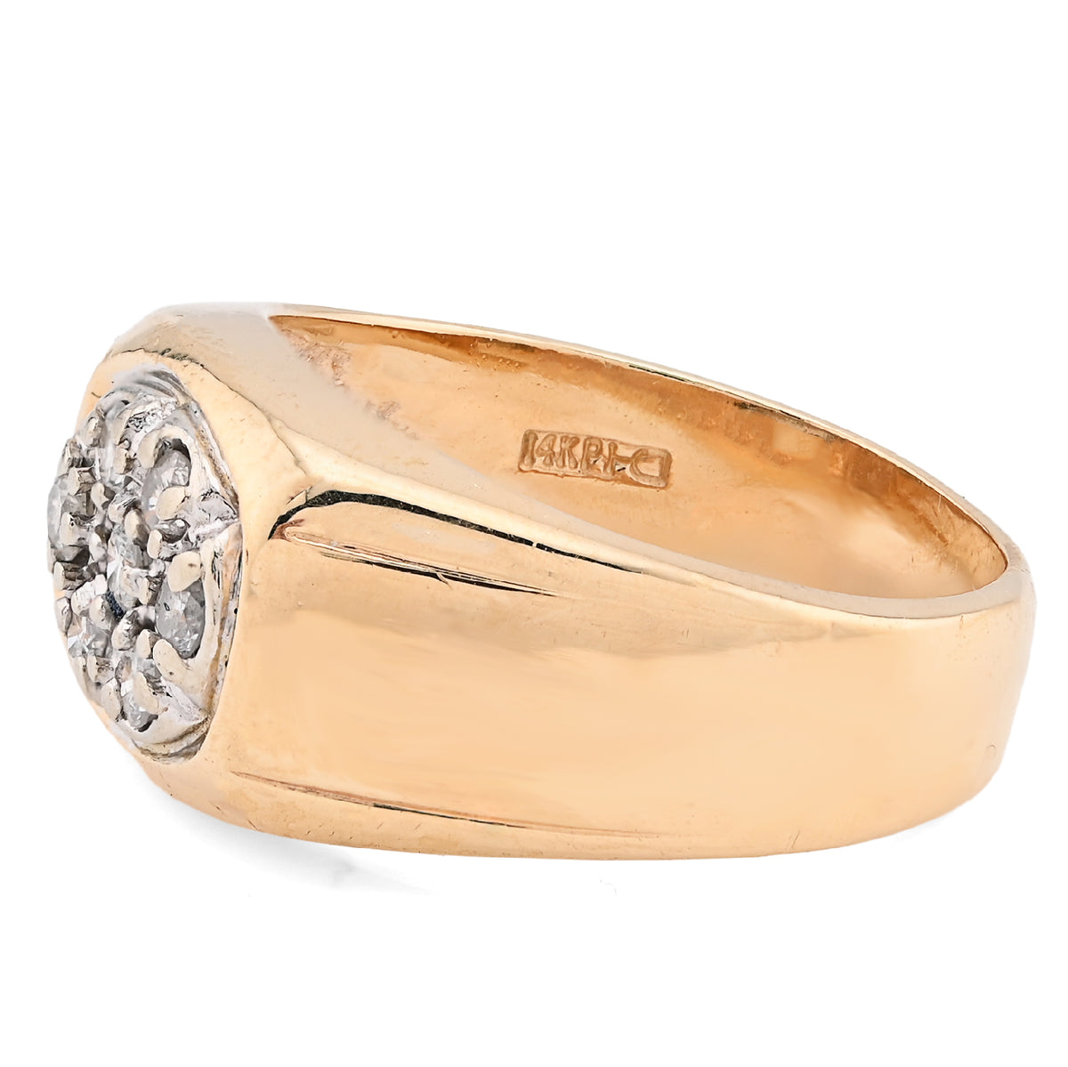 10K Yellow Gold 0.5CT Natural Diamond Oval Rectangular Shape Men Pinky Ring — view 3