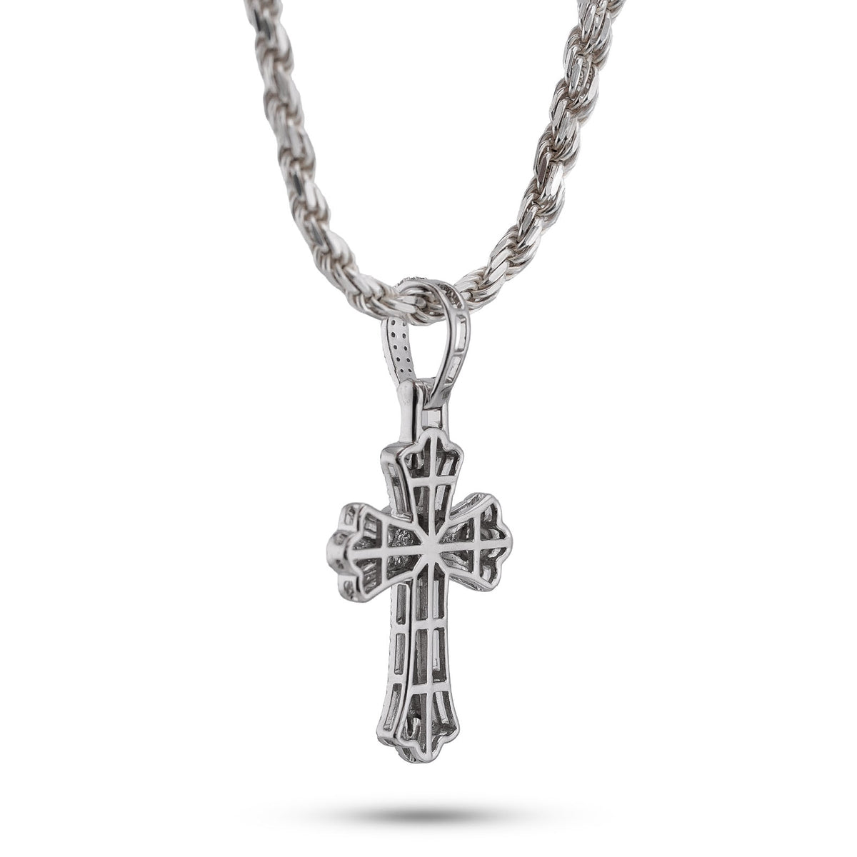 10K White Gold 0.60CT Natural Diamond Budded Cross Pendant — view 3